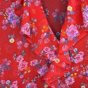 CAbi Tops - Heart of Cabi Crush Ruffle Red Floral Top CAbi Tops - Heart of Cabi Crush Ruffle Red Floral Top